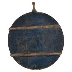 Antique Round Blue-Painted Swedish Bread Board