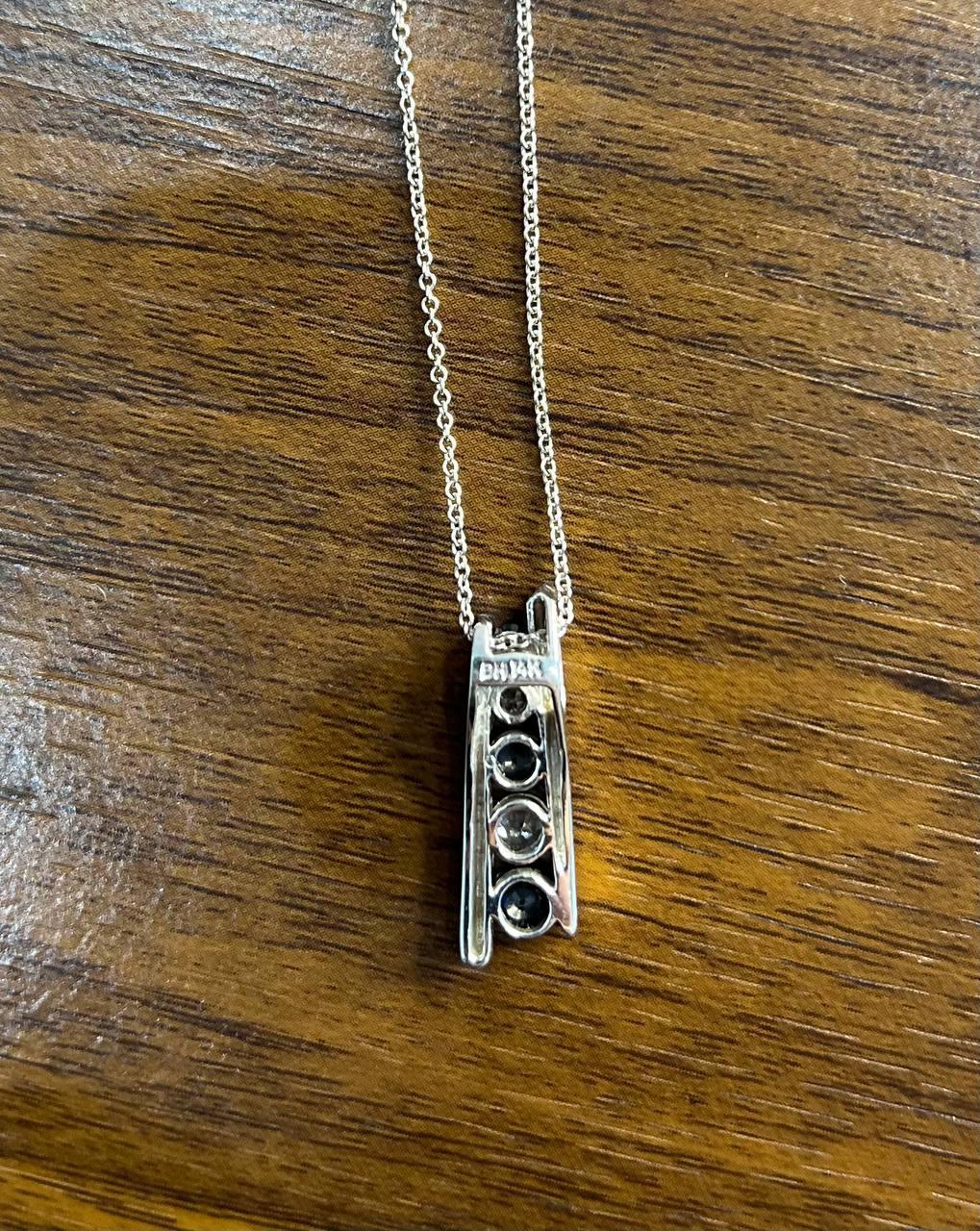 Women's Round Blue Sapphire & Diamonds Tension Set 14K White Gold Pendant Necklace For Sale