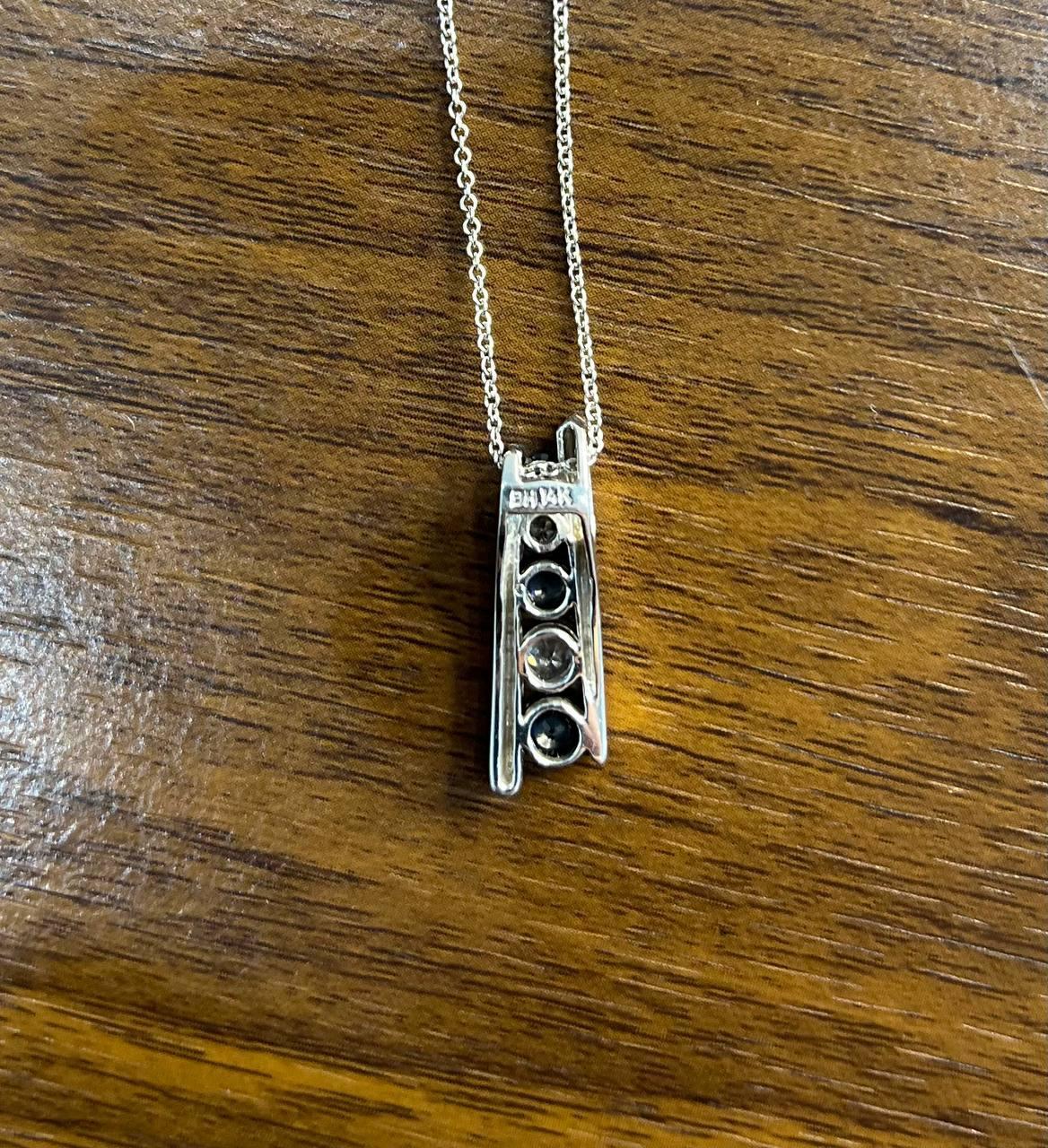 Round Blue Sapphire & Diamonds Tension Set 14K White Gold Pendant Necklace For Sale 1