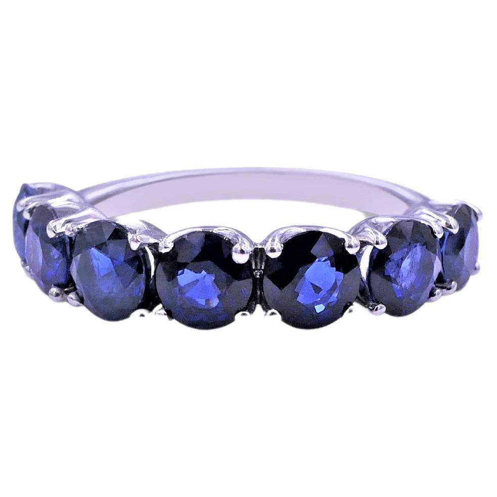 Round Blue Sapphire Eternity Anniversary Wedding Band 14 Karat White Gold Ring
14 Karat White Gold
3.5 CT Blue Sapphires (Natural)
Size 7.75 - Resizable upon request
