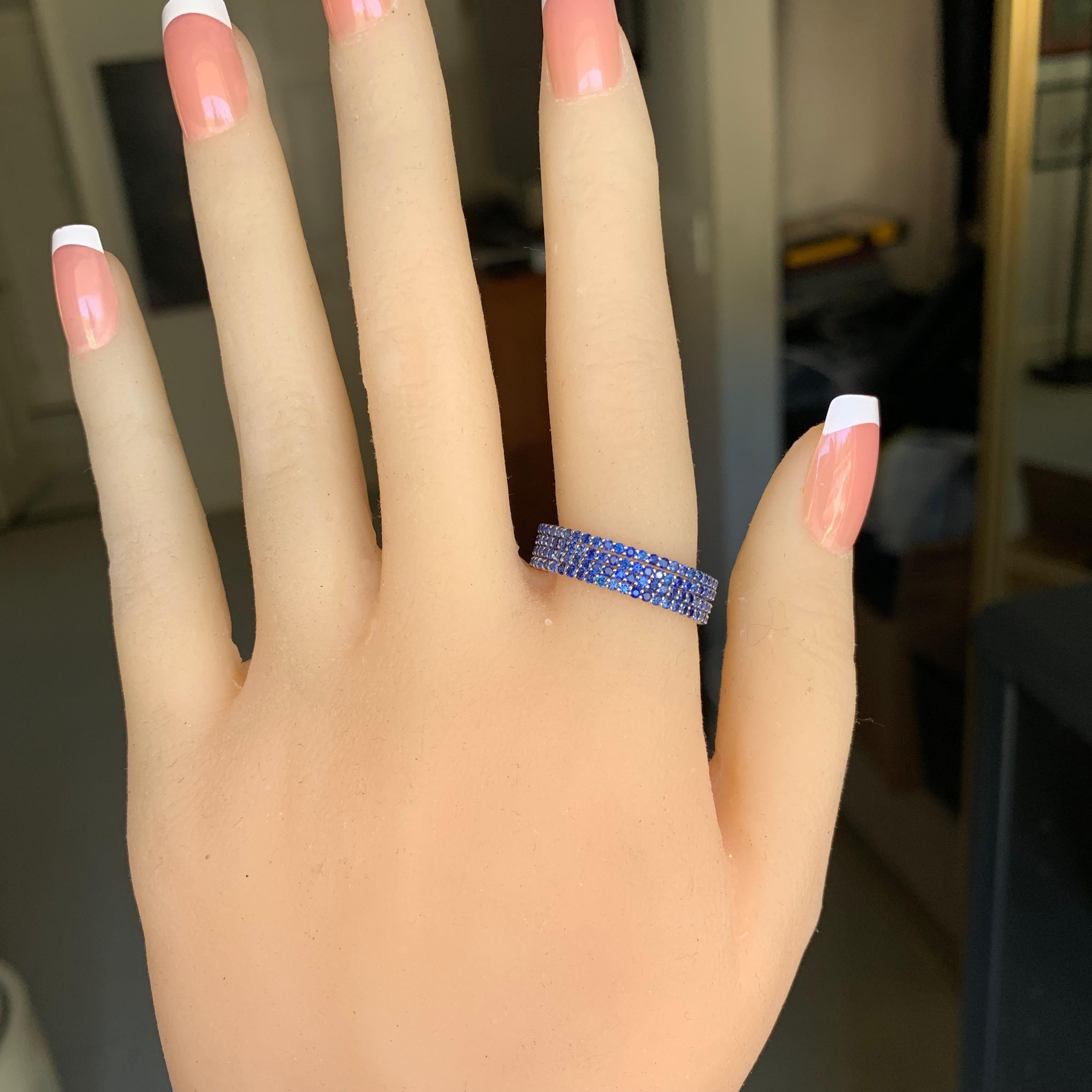 Round Blue Sapphire Eternity Band 14 Karat White Gold In New Condition For Sale In West Hollywood, CA