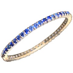 Round Blue Sapphire Eternity Band 14 Karat White Gold