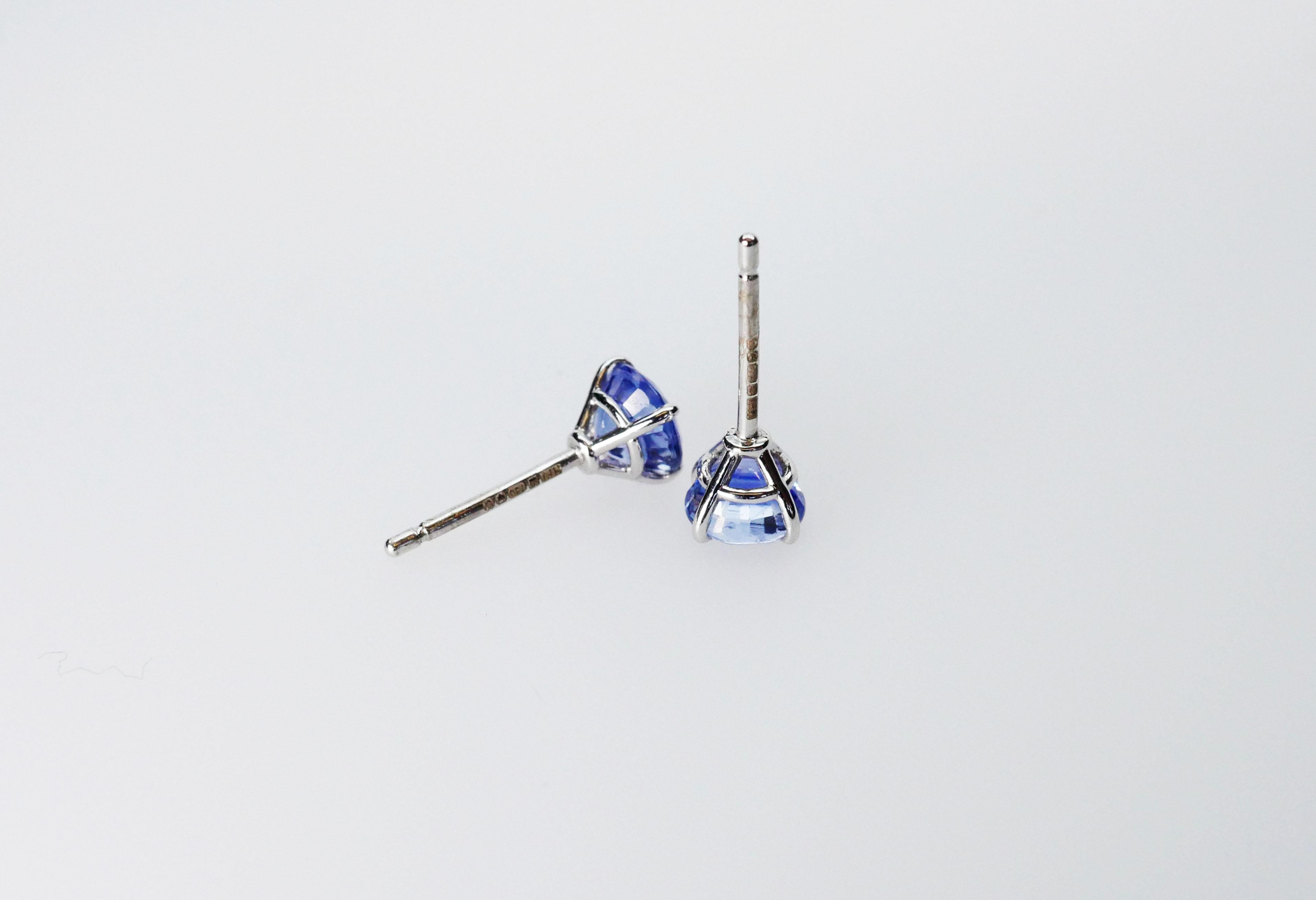 round blue sapphire earrings