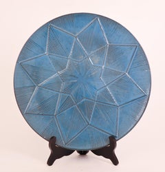Round, Blue Serving Dish with stars - Upsala Ekeby - Sven Erik Skawonius