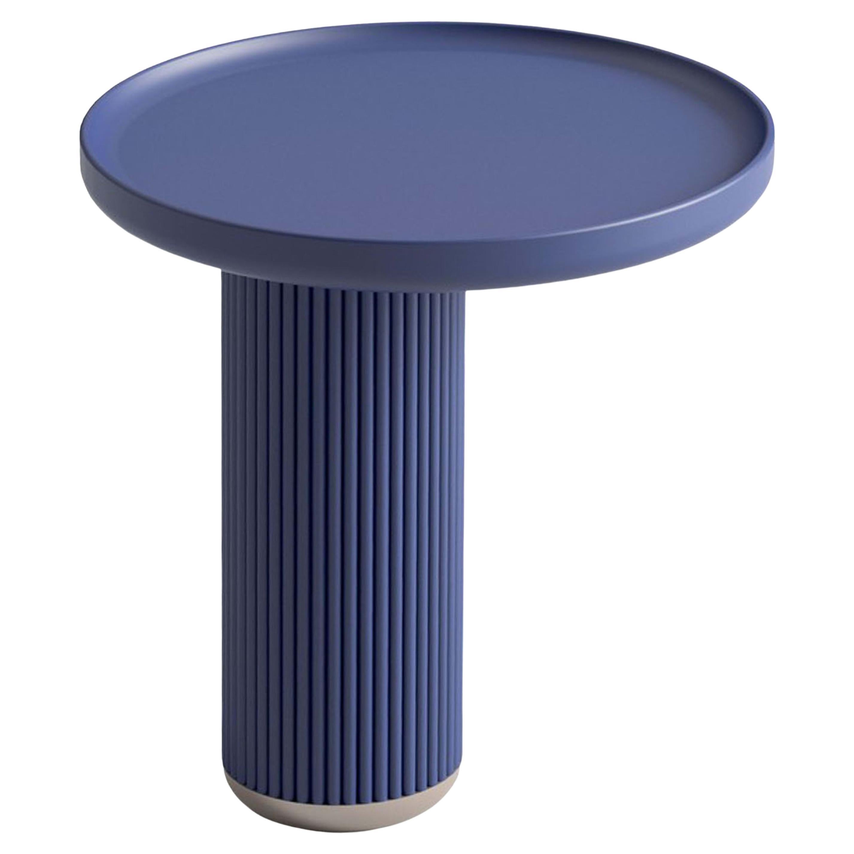 Round Blue Side Table For Sale