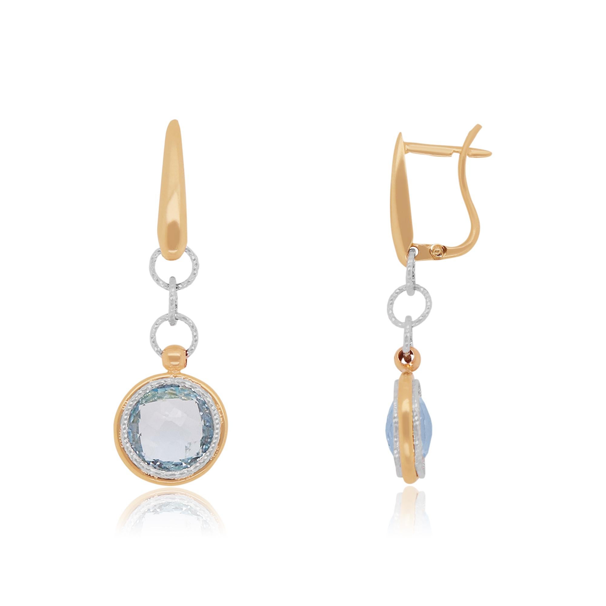 Material: 14k Yellow Gold 
Stone Details: 2 Round Shaped Blue Topaz Stones 

Fine one-of-a-kind craftsmanship meets incredible quality in this breathtaking piece of jewelry.

All Alberto pieces are made in the U.S.A. and come with a lifetime