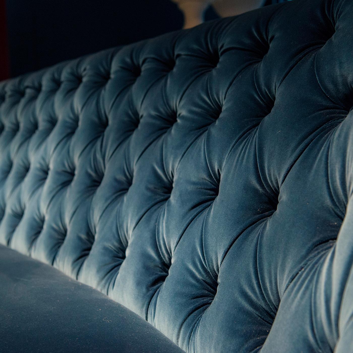Italian Round Blue Velvet Sofa