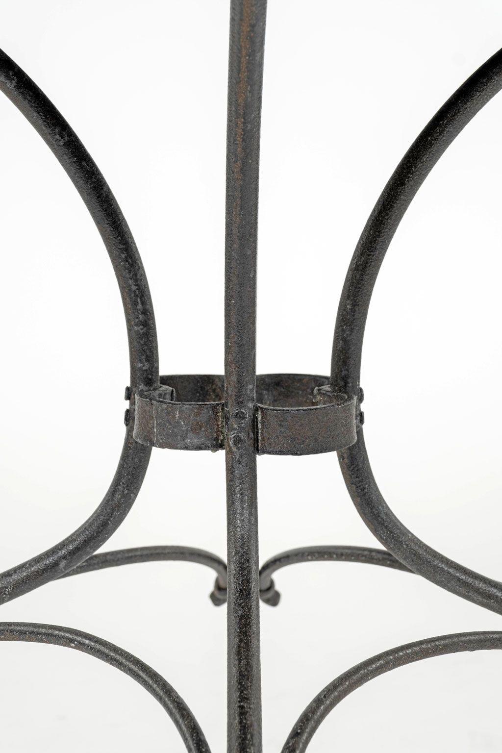 Carved Round Bluestone Top Iron Base Center Table