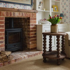 Round Bobbin Rattan Side Table