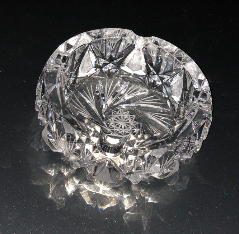 Round Bohemian Crystal Ashtray at 1stDibs