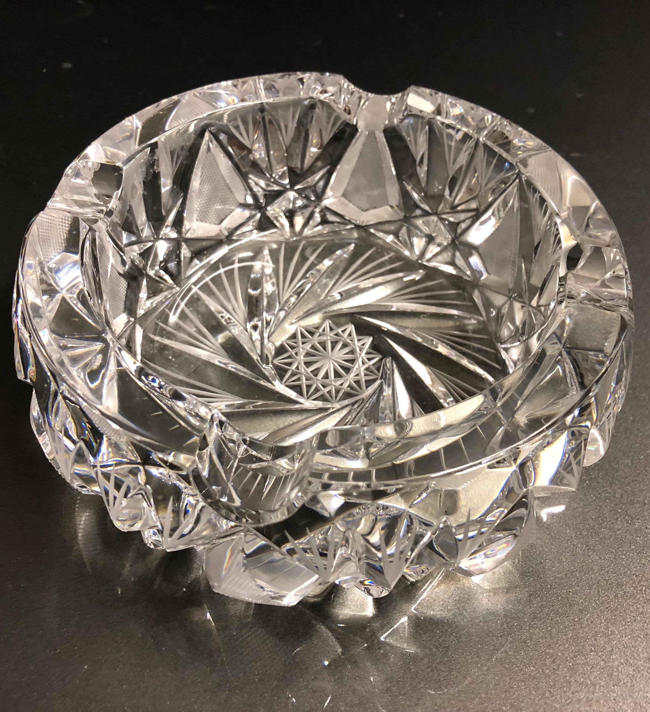 German Round Bohemian Crystal Ashtray