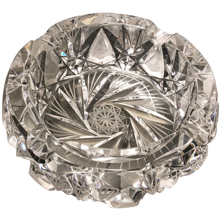 Round Bohemian Crystal Ashtray at 1stDibs
