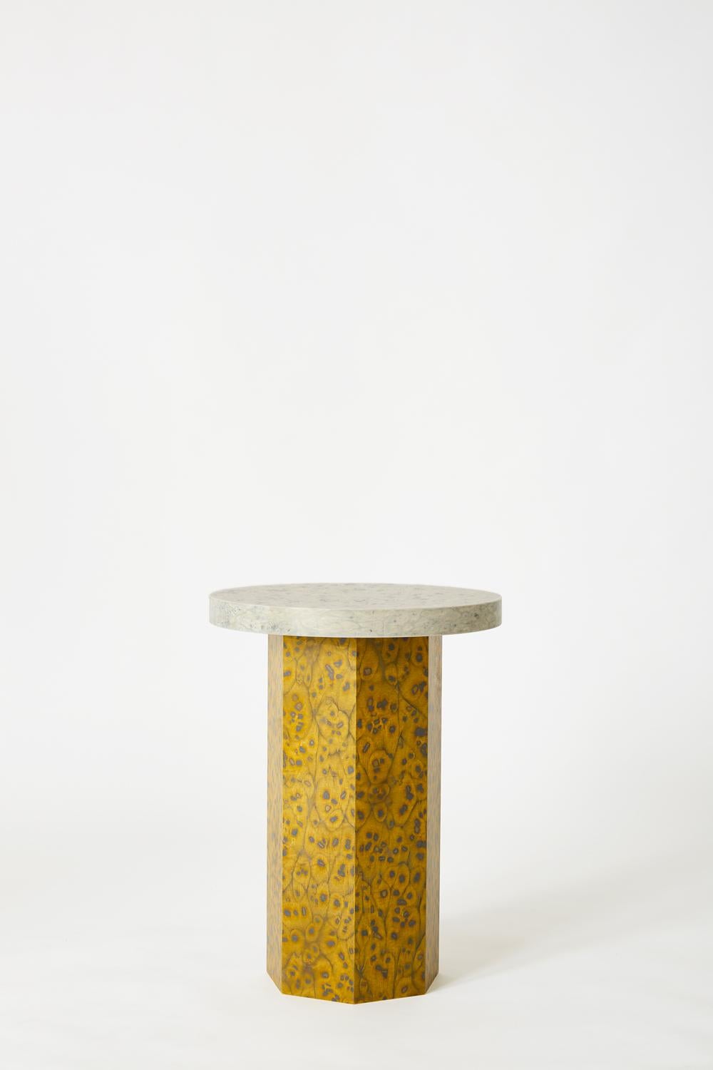 Round Bold Osis Septagon base side table by Llot Llov
Dimensions: Ø 40 x H 54
Materials: core board birch
Also available in round slim, rectangle slim, rectangle bold.

With OSIS Edition 5 LLOT LLOV is deepening the understanding of the impact