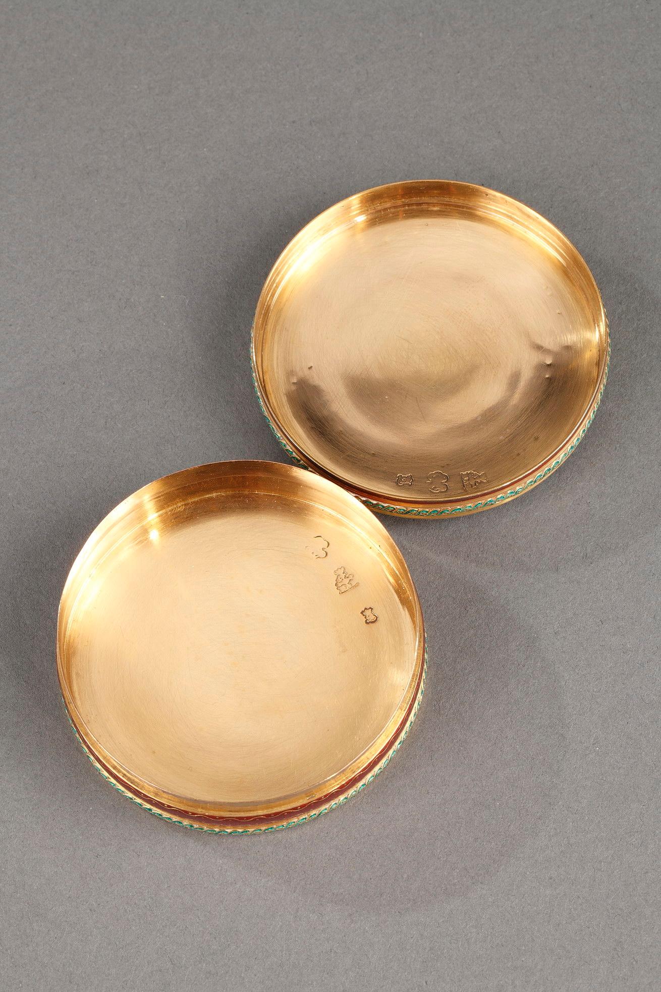 Round Bonbonniere in Gold and Enamel, Louis XVI Period, 1779 1