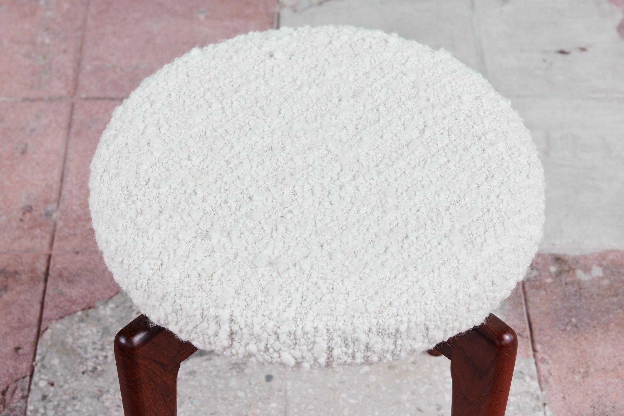 Round Boucle Upholstered Stool For Sale 3