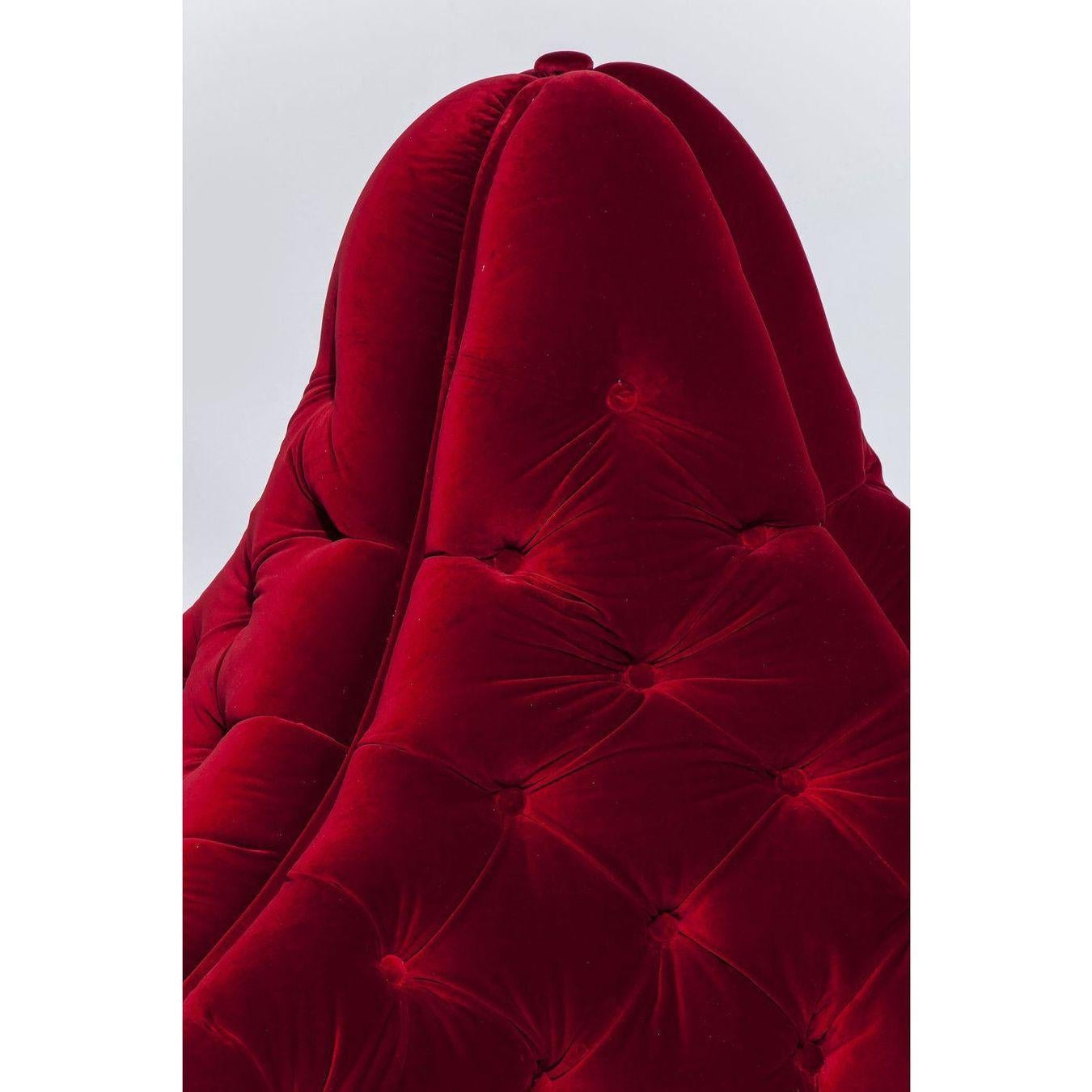 Unknown Round Boudoir Sofa Four-Seat Red Beautiful Designed Velvet Setee
