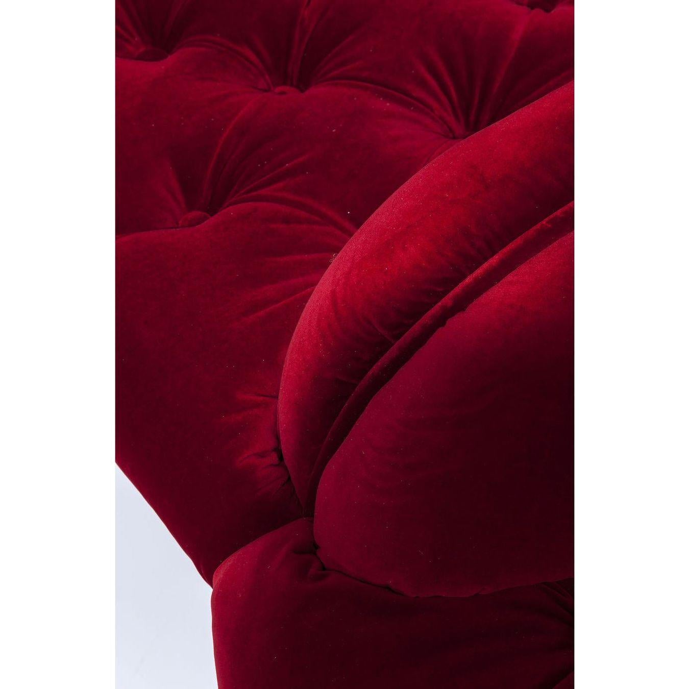 Round Boudoir Sofa Four-Seat Red Beautiful Designed Velvet Setee In Good Condition In Sofia, BG