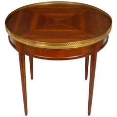 Round Bouillotte Table with Wood Top and Brass Gallery