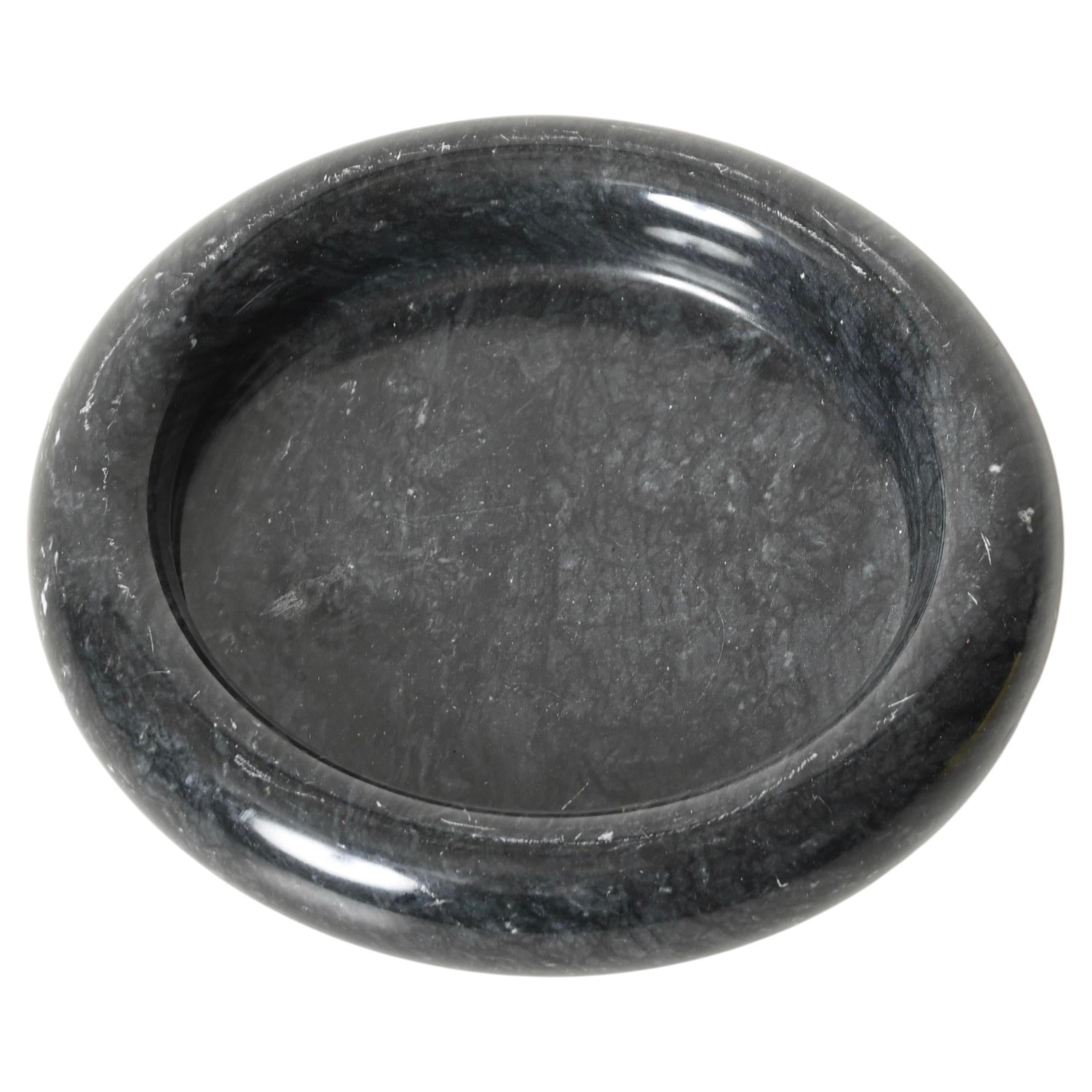 Round Bowl or Ashtray in Black Carnico Marble by Angelo Mangiarotti, Italy, 1970