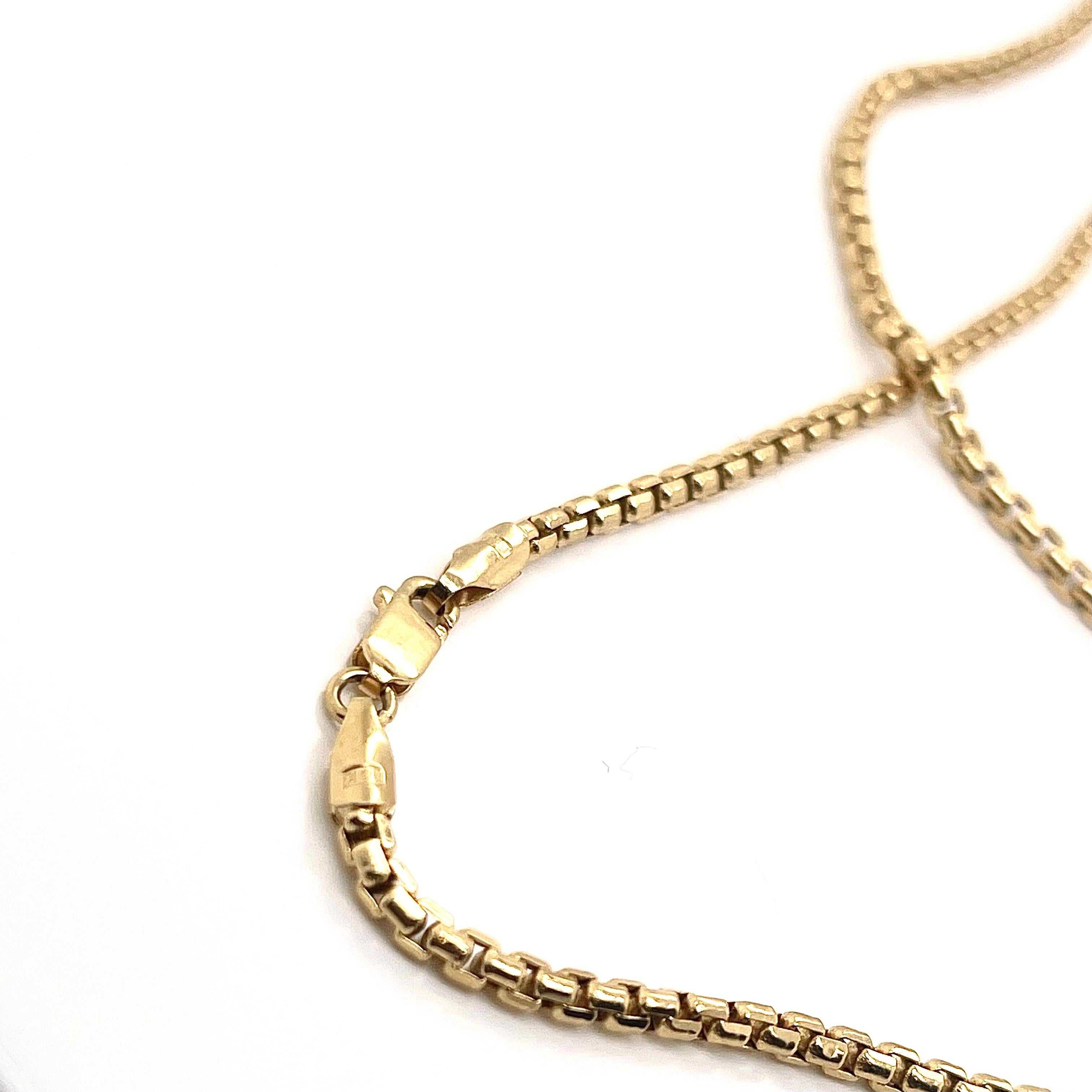 Round Box Chain in 14k Yellow Gold In Excellent Condition For Sale In Miami, FL