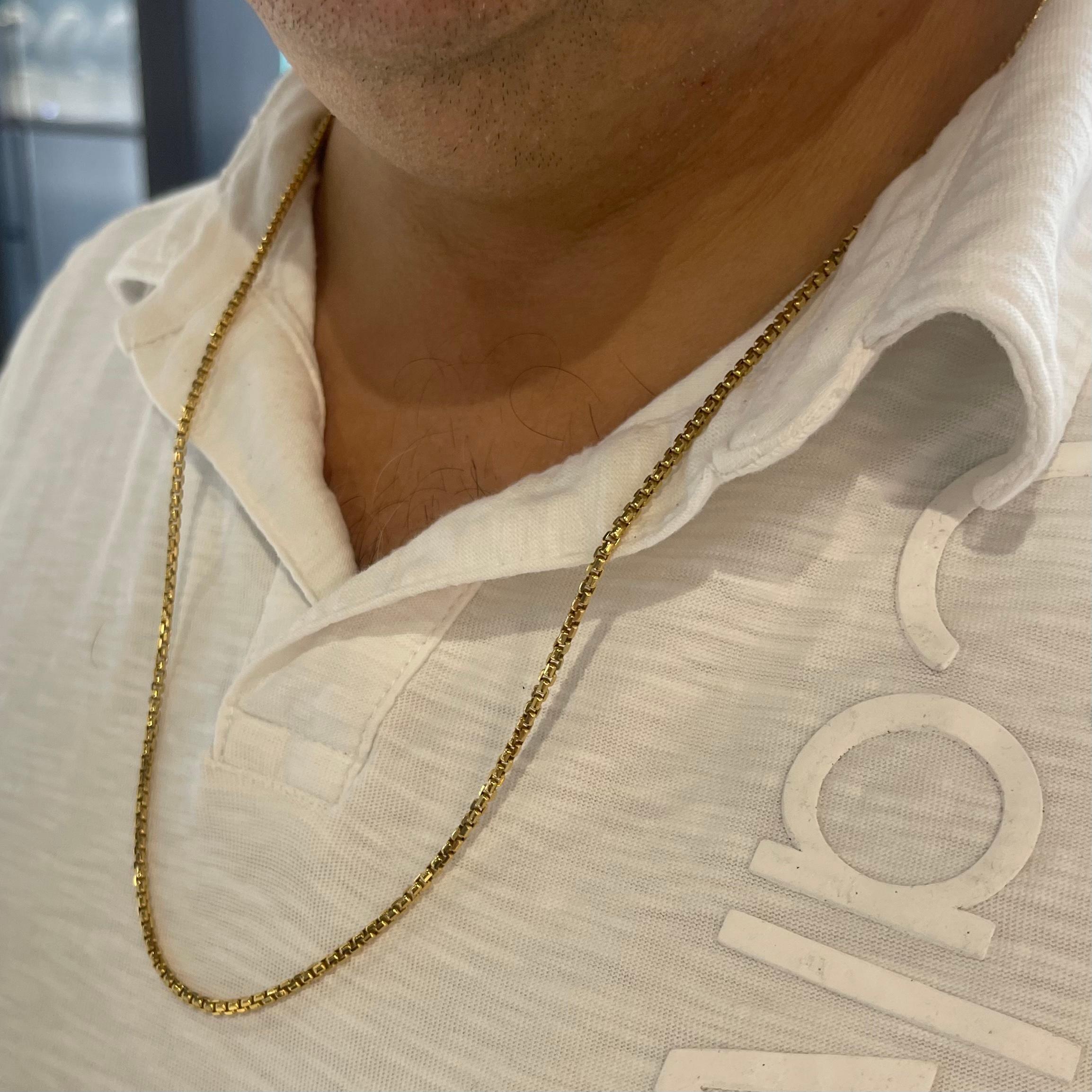 Round Box Chain in 14k Yellow Gold For Sale 1
