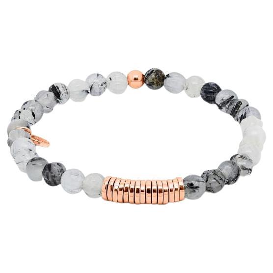 Round Bracelet with Rose Gold Plated Sterling Silver, Size XS For Sale