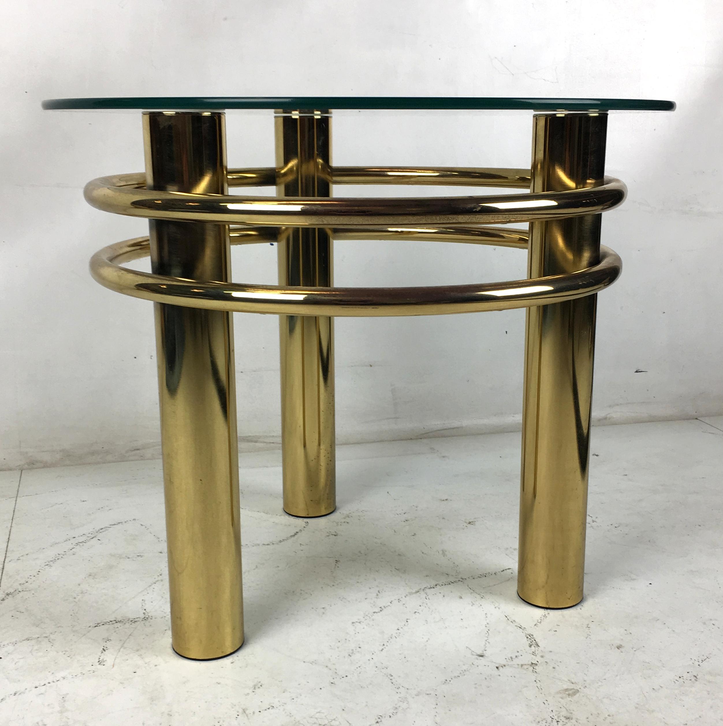 American Round Brass 1980s Side Table