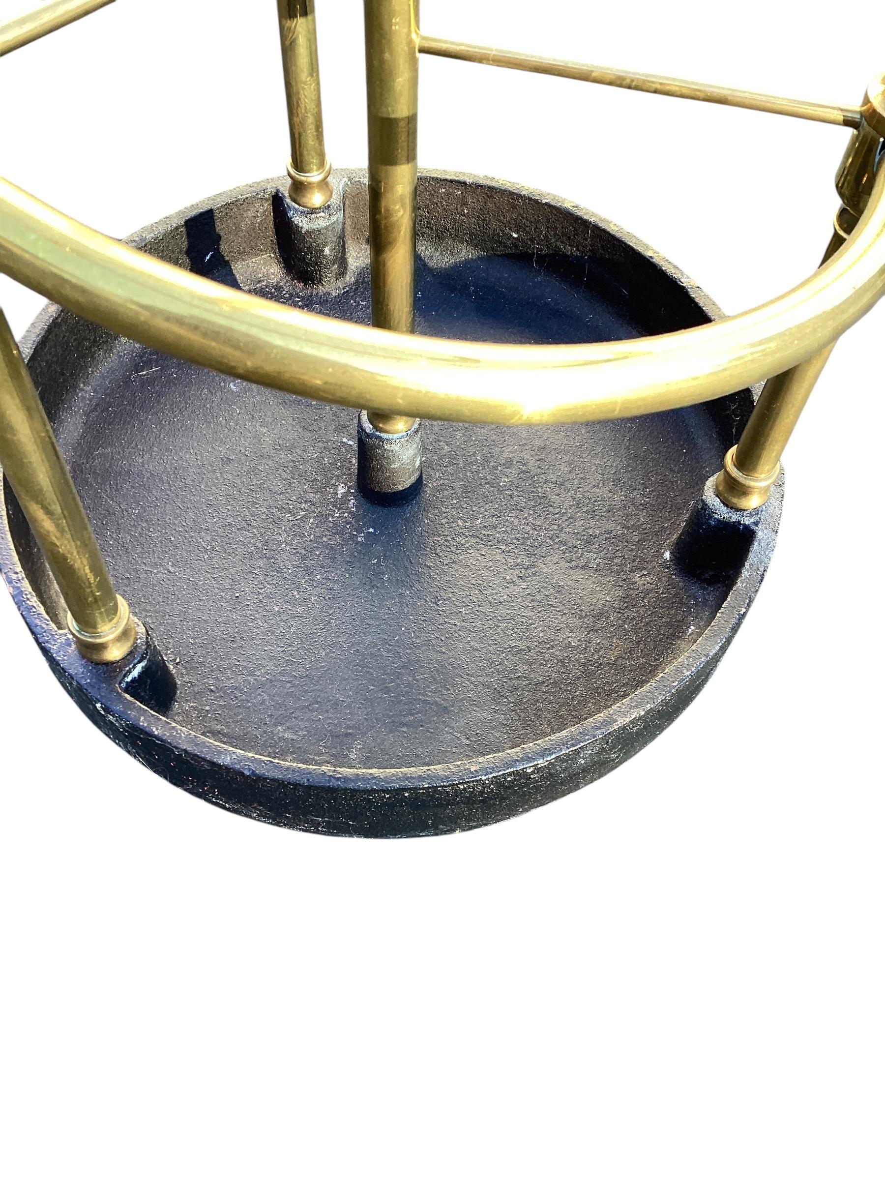 Round Brass and Cast Iron Umbrella Stand 1