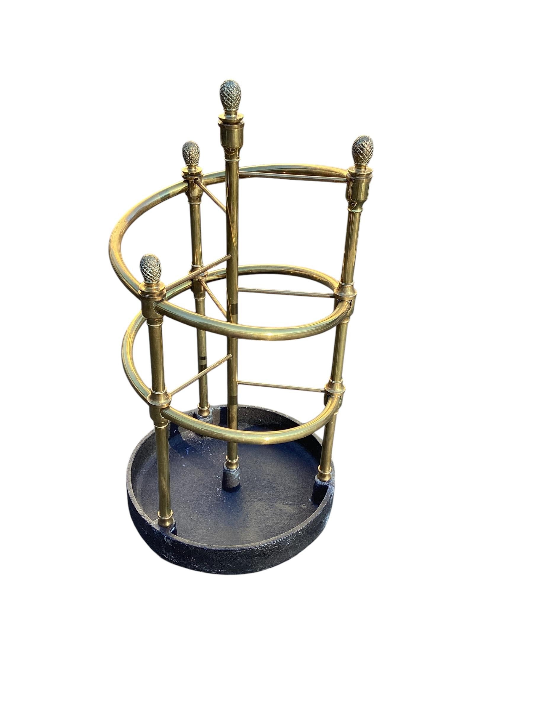 Round Brass and Cast Iron Umbrella Stand 3