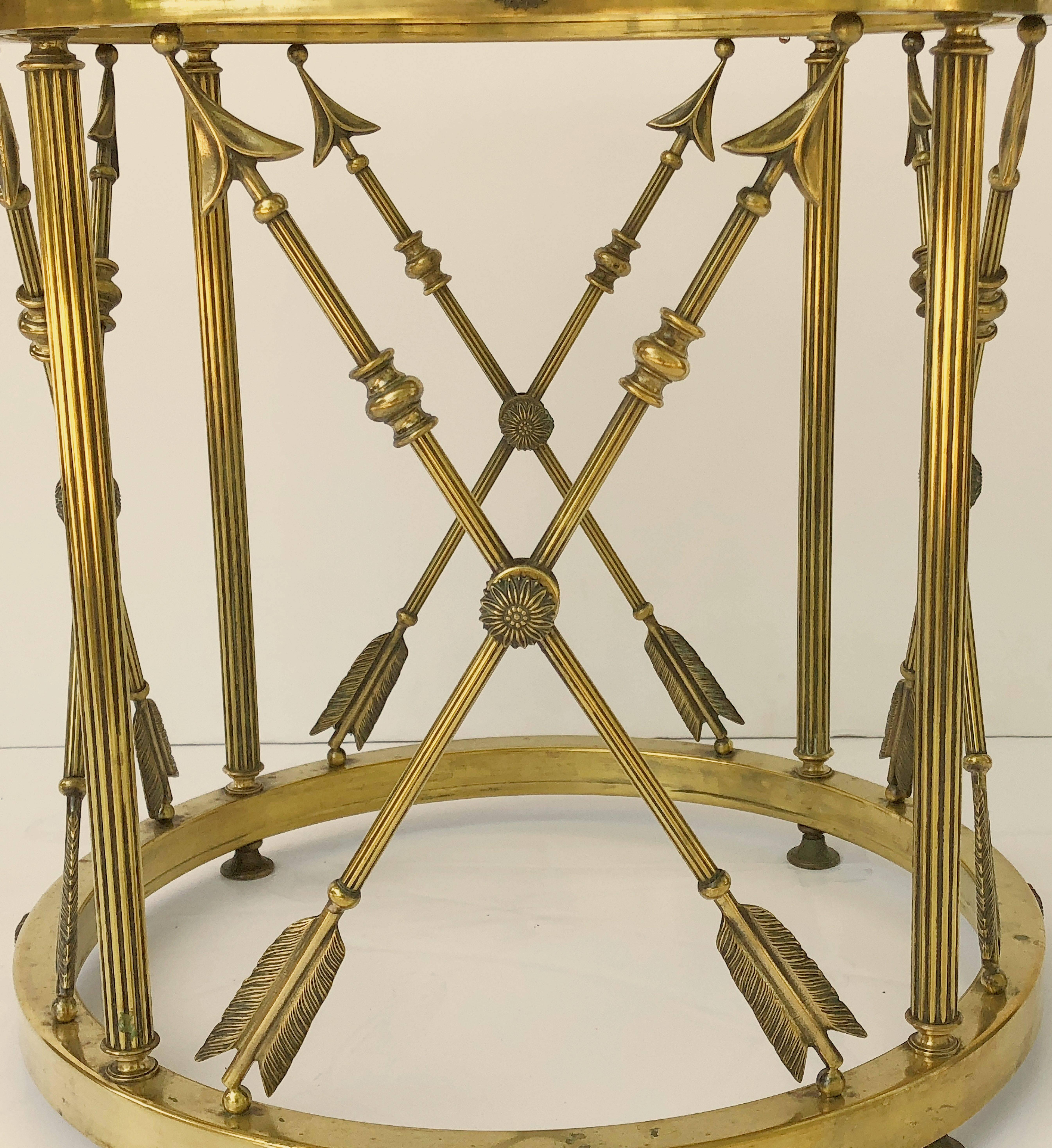English Round Occasional Table of Brass and Glass  5