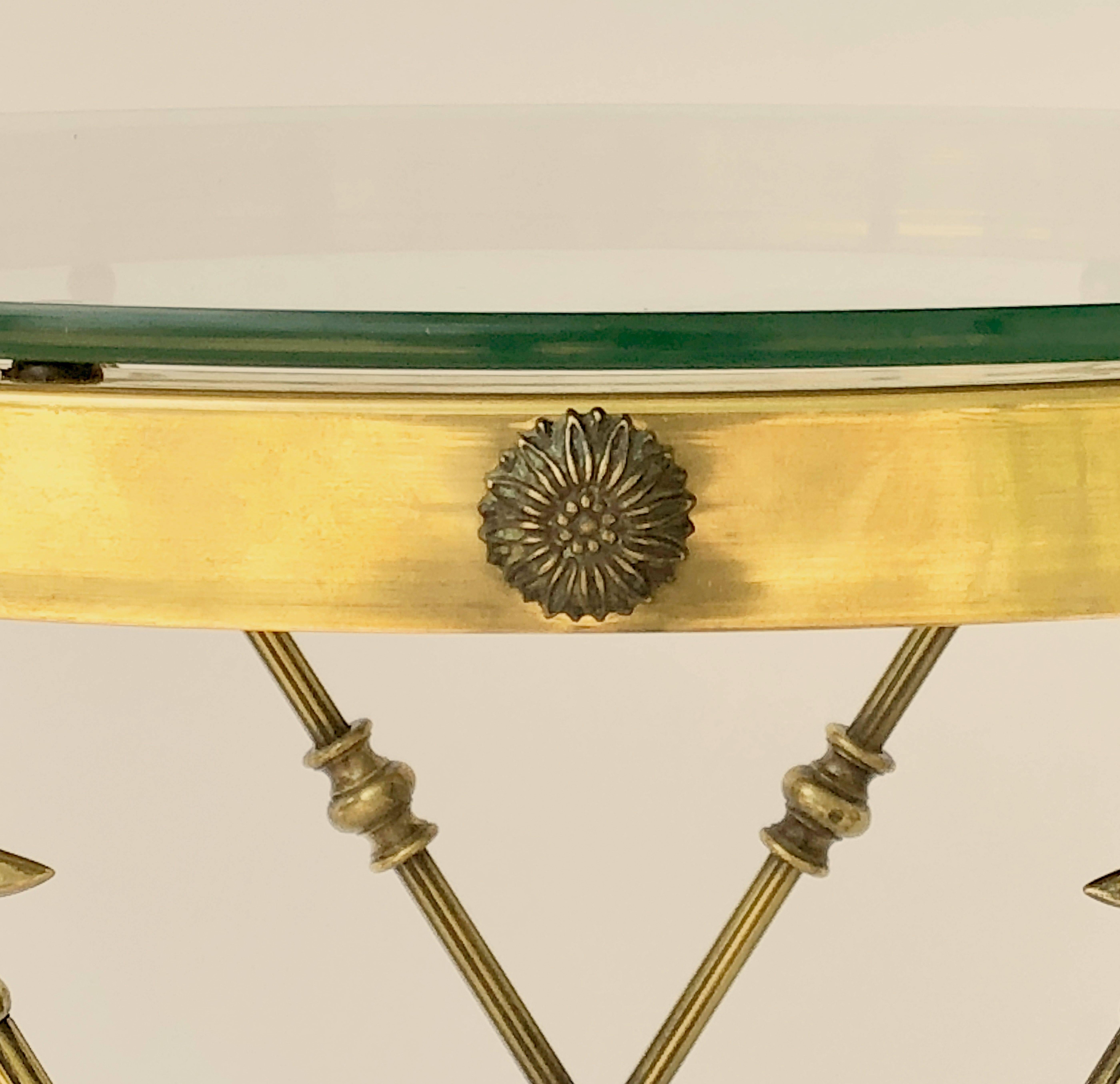 English Round Occasional Table of Brass and Glass  6