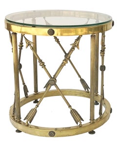 English Round Occasional Table of Brass and Glass