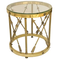 English Round Occasional Table of Brass and Glass 