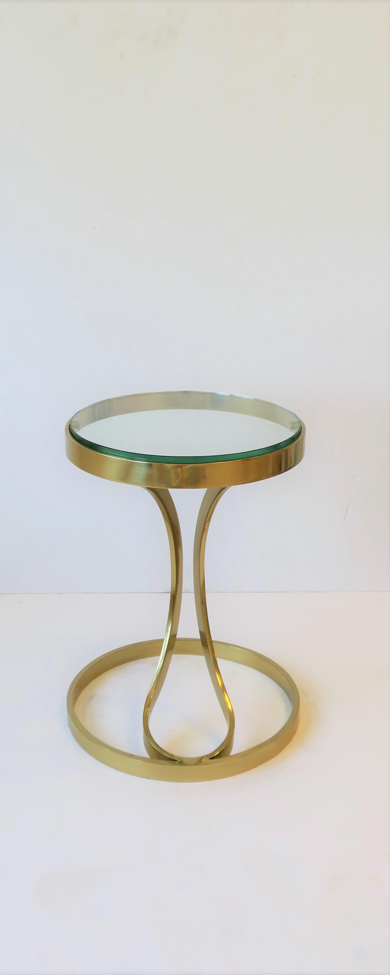 Brass and Glass Round Side Drinks Table  For Sale 1