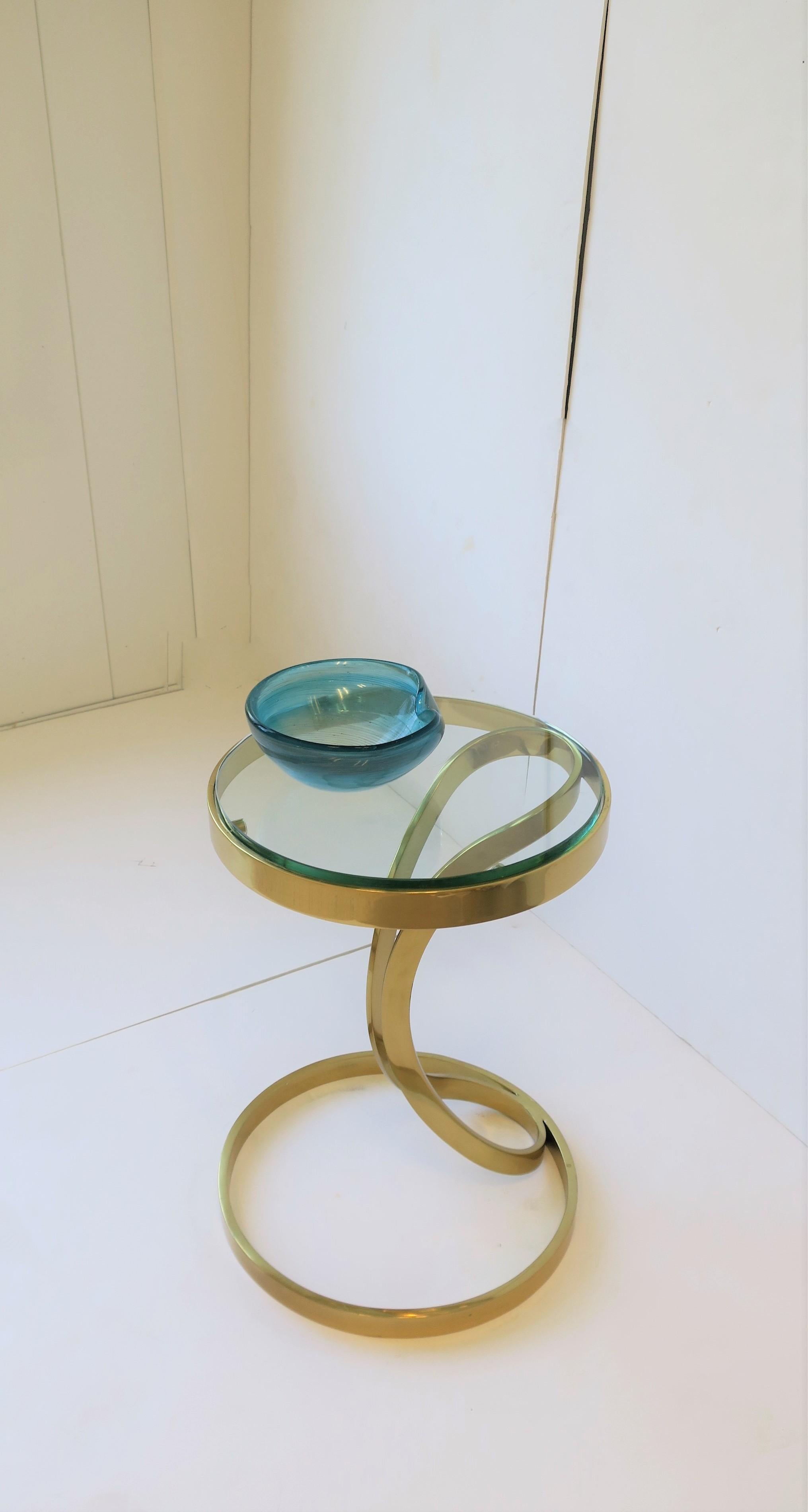 Brass and Glass Round Side Drinks Table  For Sale 2