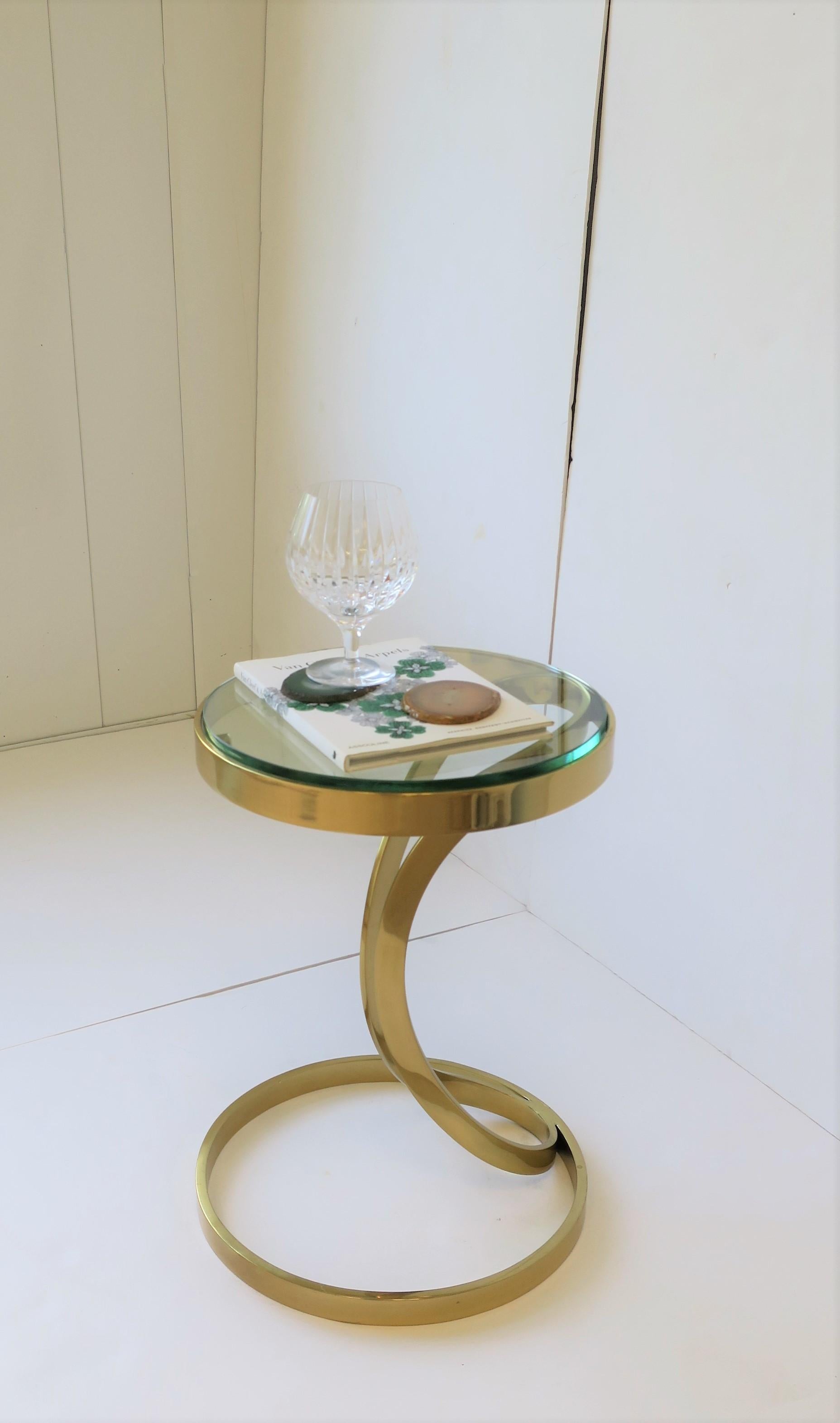 Brass and Glass Round Side Drinks Table  For Sale 3