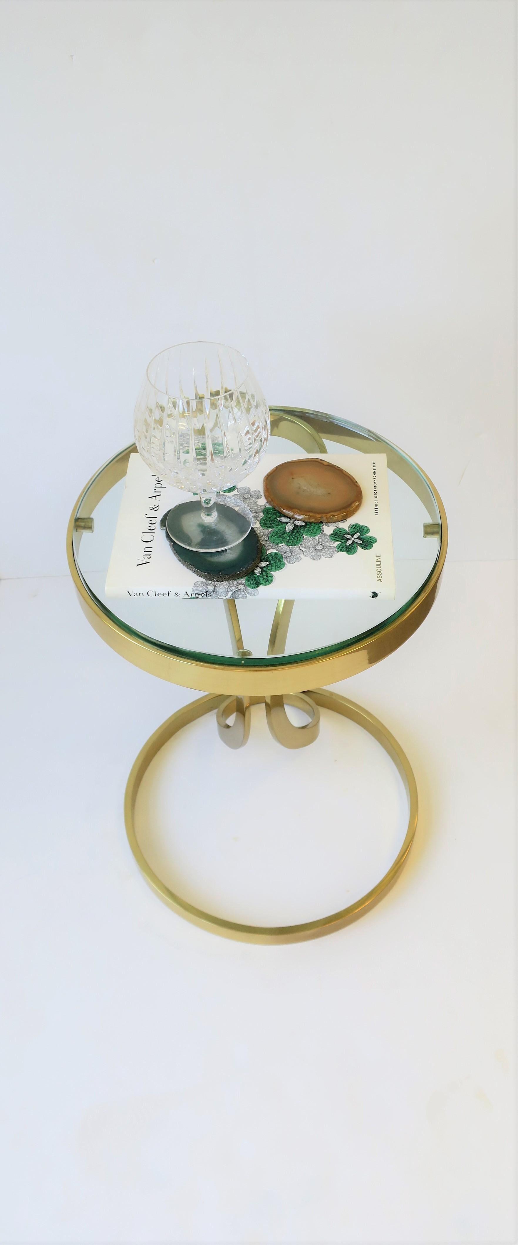 Brass and Glass Round Side Drinks Table  For Sale 4