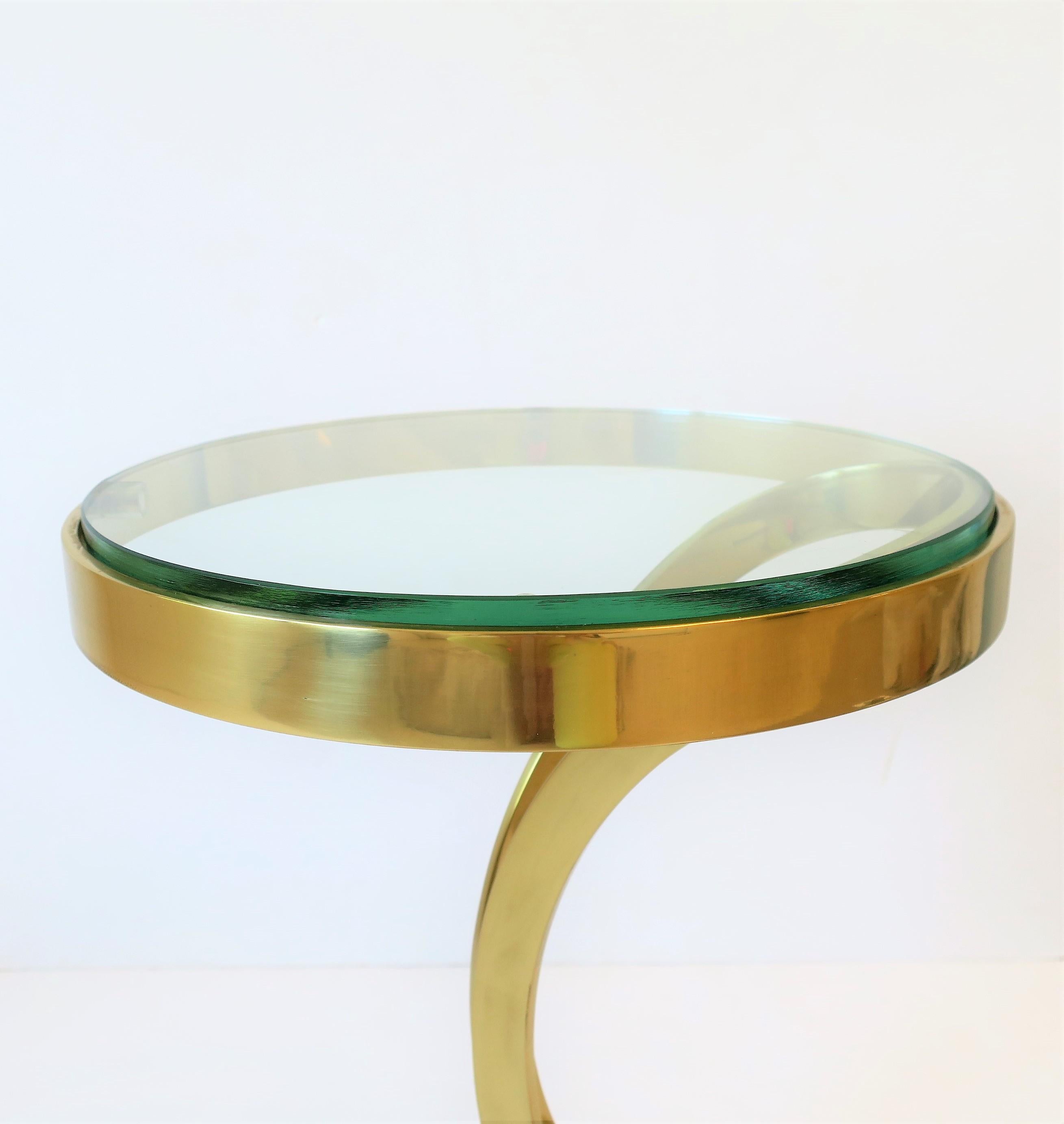 Contemporary Brass and Glass Round Side Drinks Table  For Sale