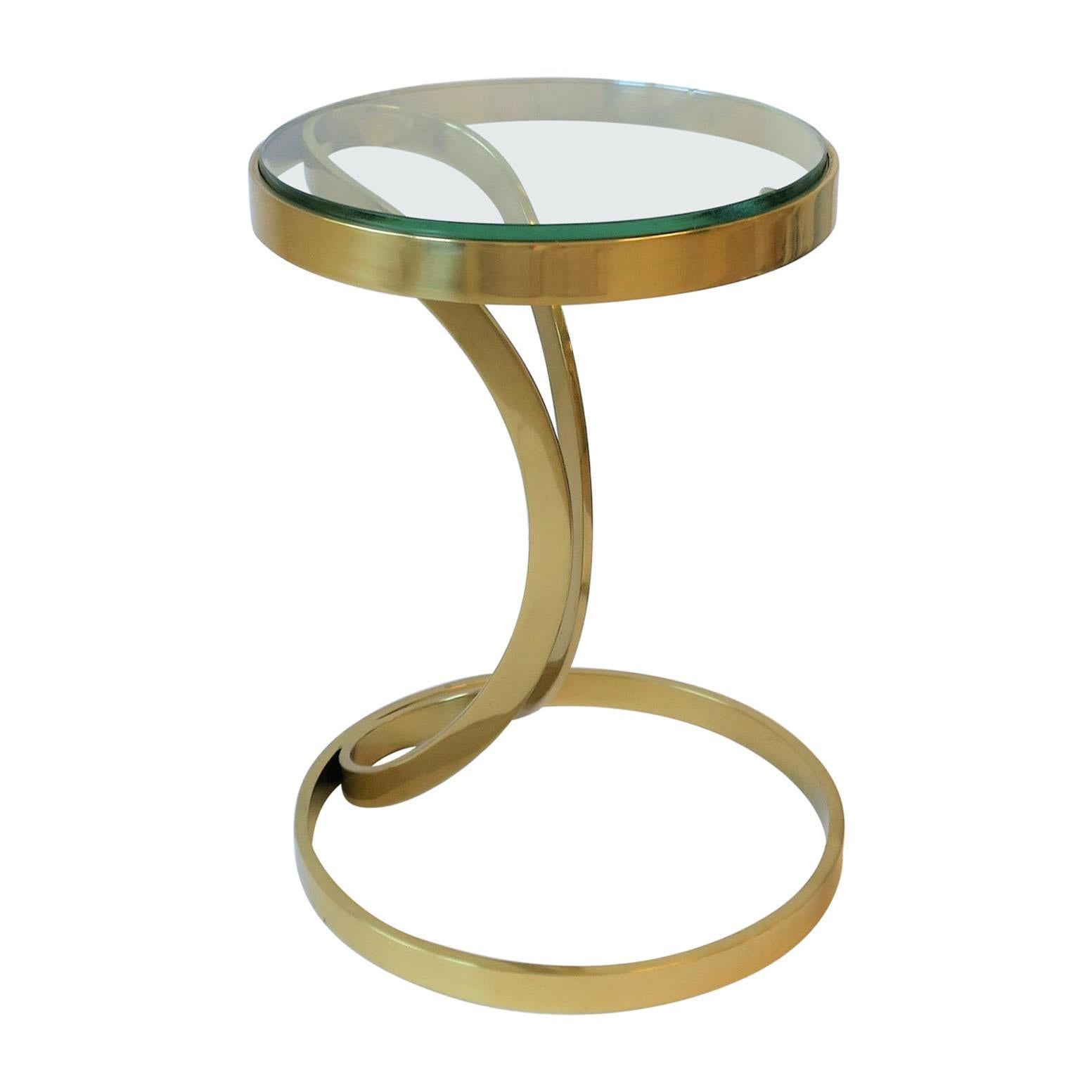 Side or Drinks Table in Brass and Glass