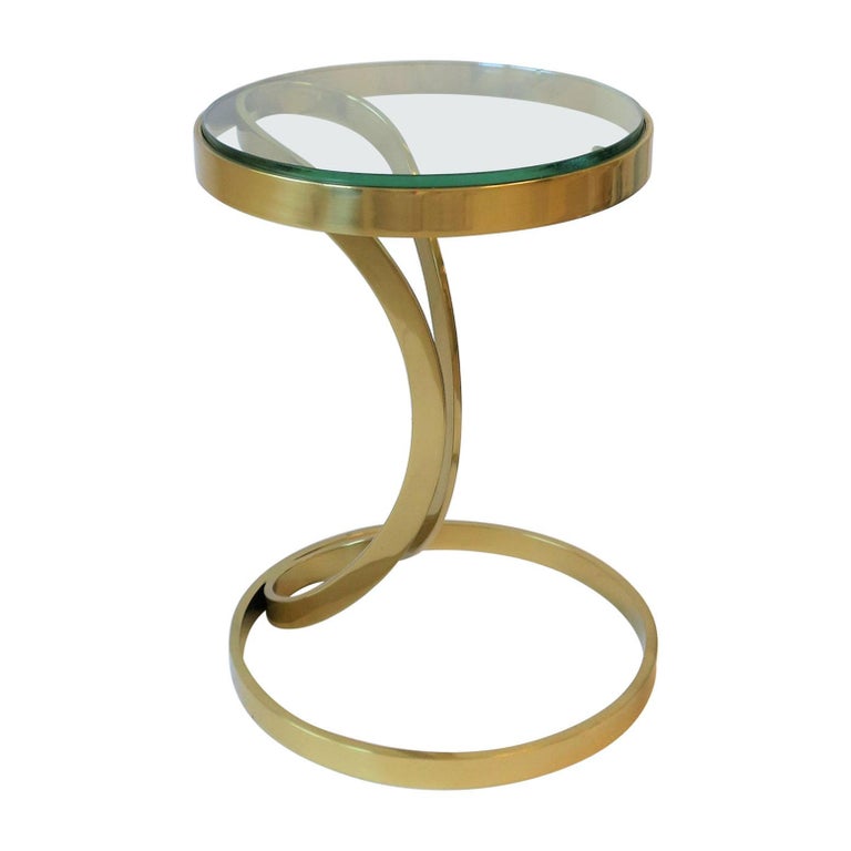 Brass and Glass Side or Drinks Table For Sale at 1stDibs