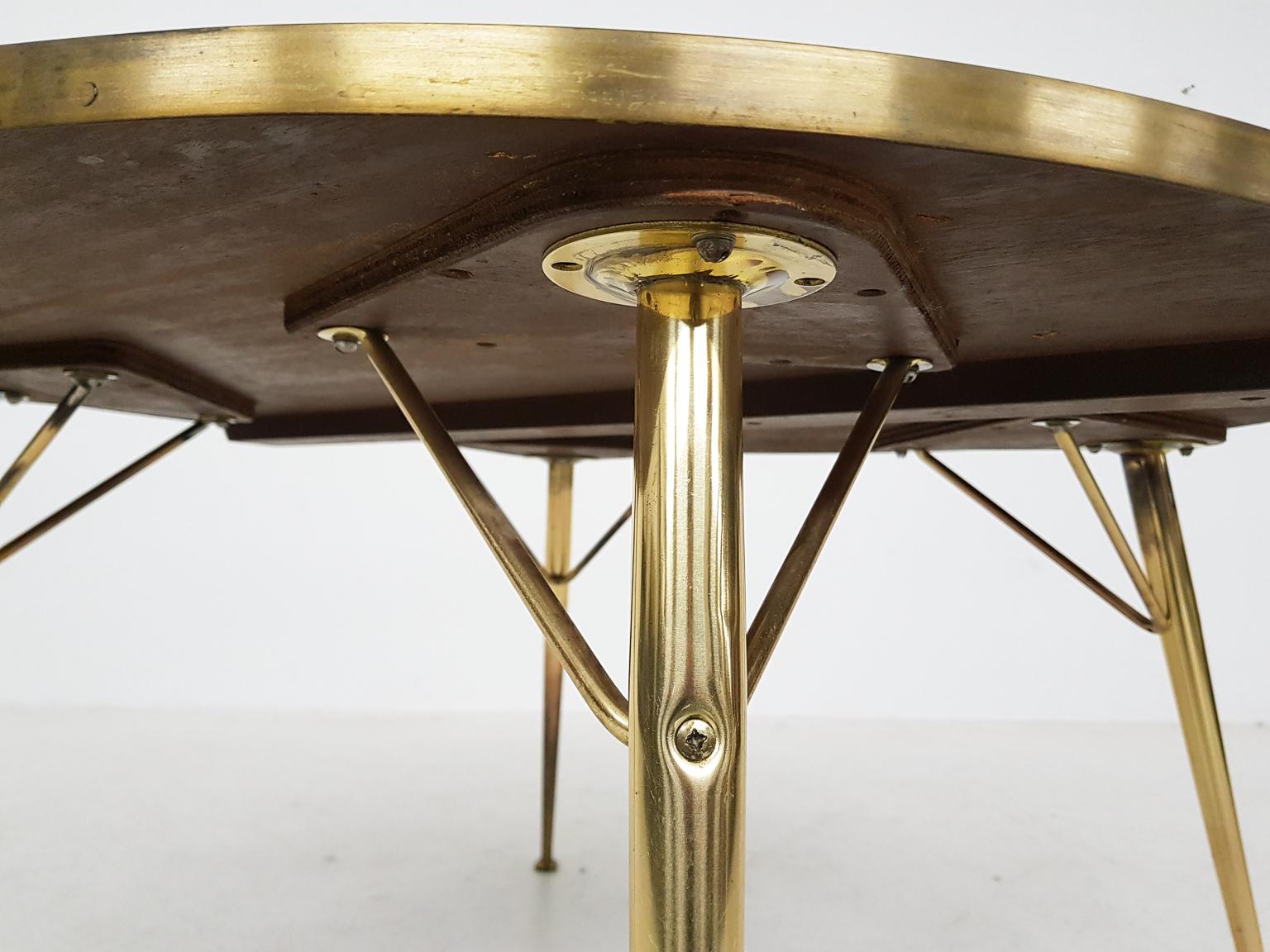 Round Brass and Mosaic Coffee Table by Berthold Müller, Germany, 1950s 4