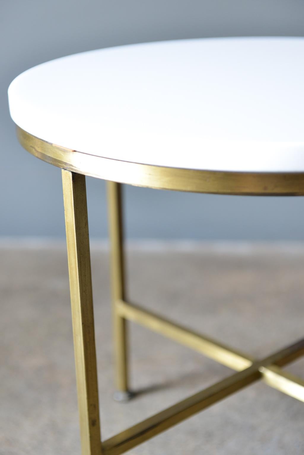 American Round Brass and Vitrolite Side Table by Paul McCobb, circa 1959