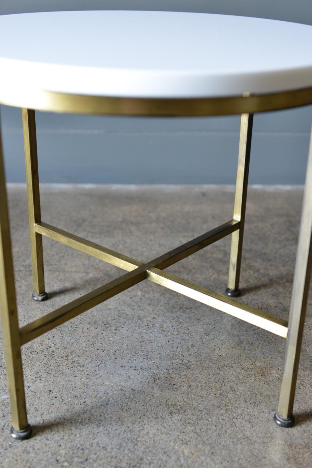Mid-20th Century Round Brass and Vitrolite Side Table by Paul McCobb, circa 1959