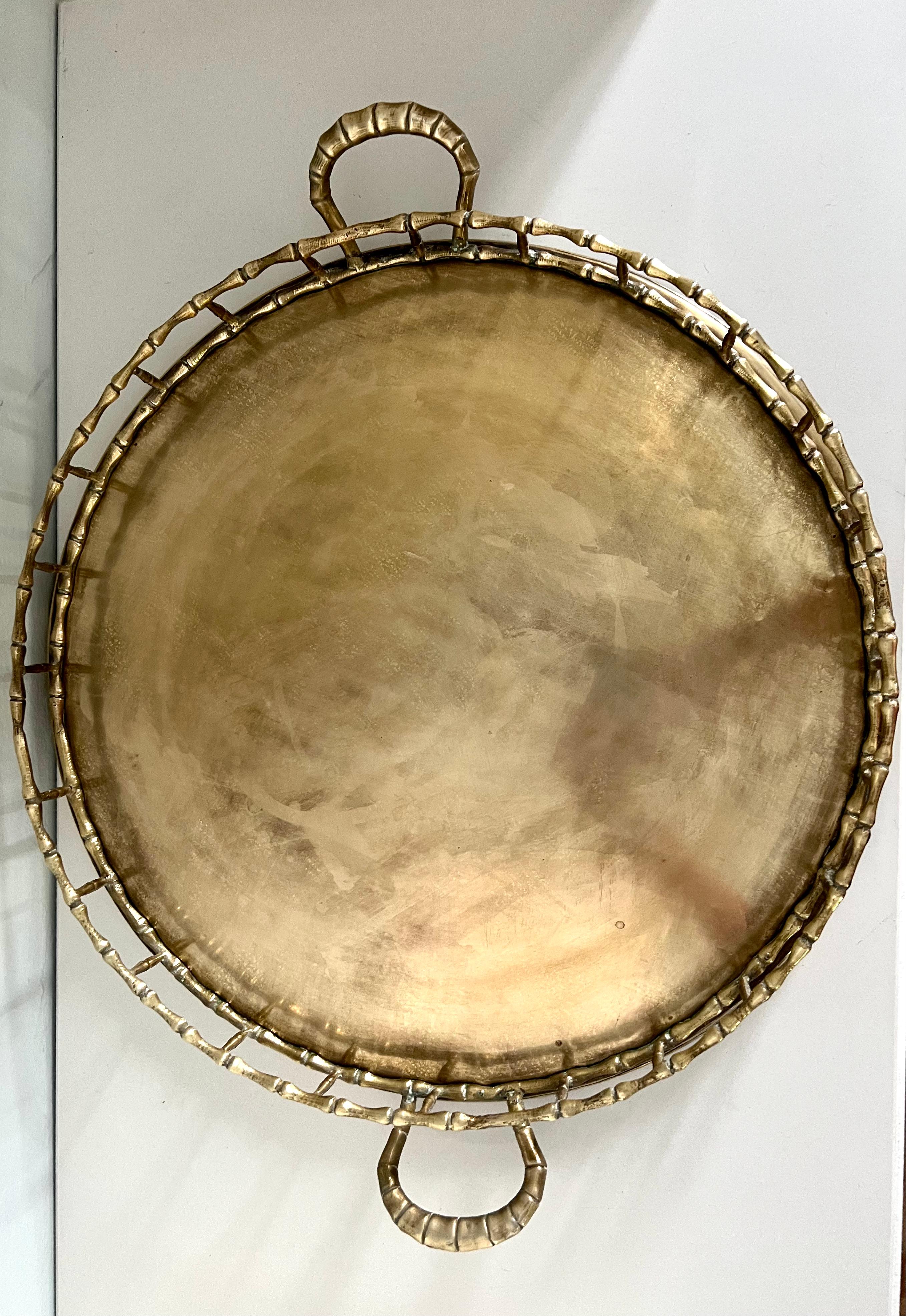 large round bamboo tray