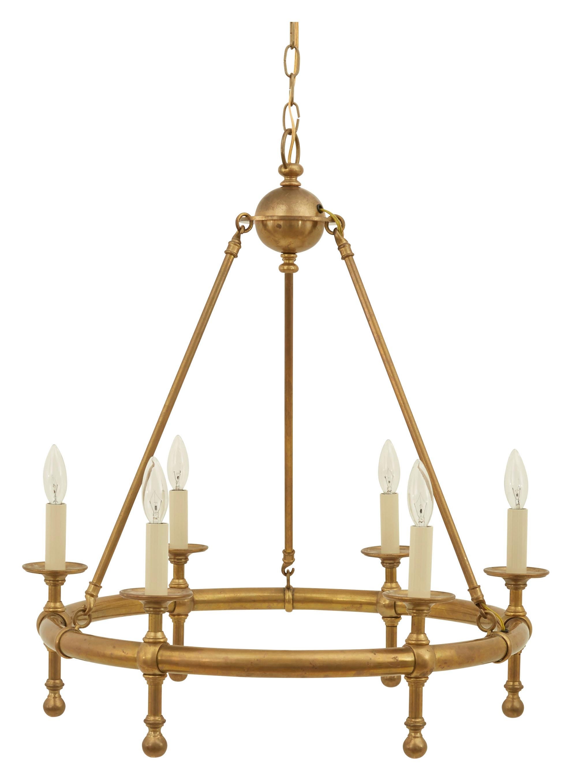 American Round Brass Candle-Style Chandelier