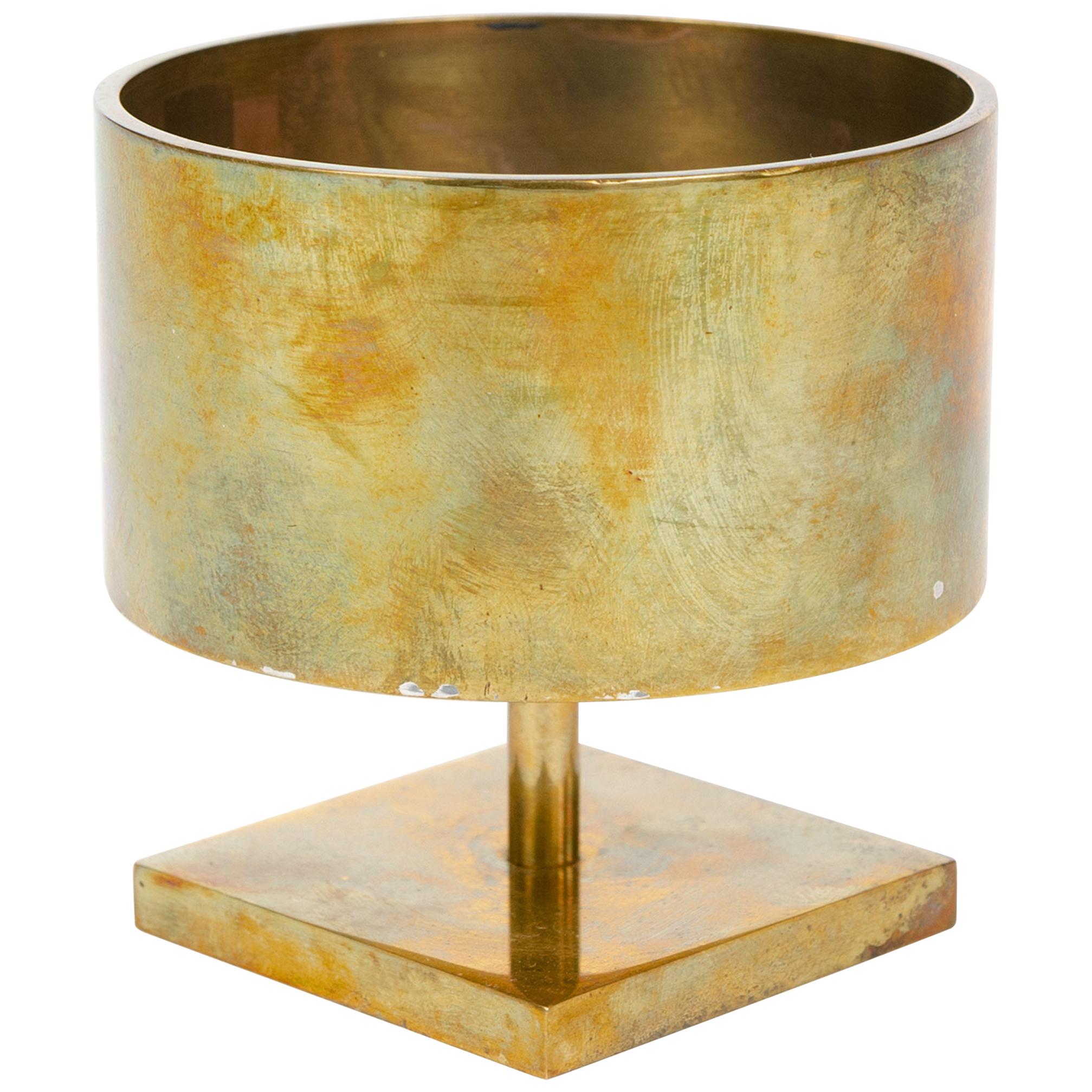 Round Brass Candleholder For Sale