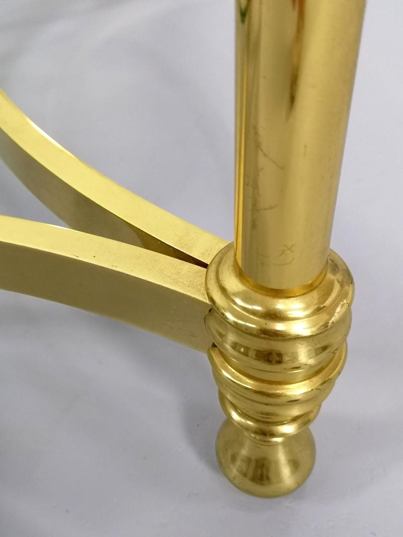 Round Brass Coffee Table with Glass Top and Shelf, 1970s 2