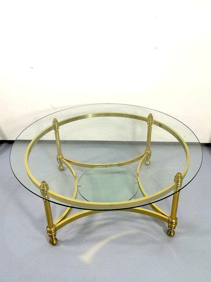 vintage round glass coffee table