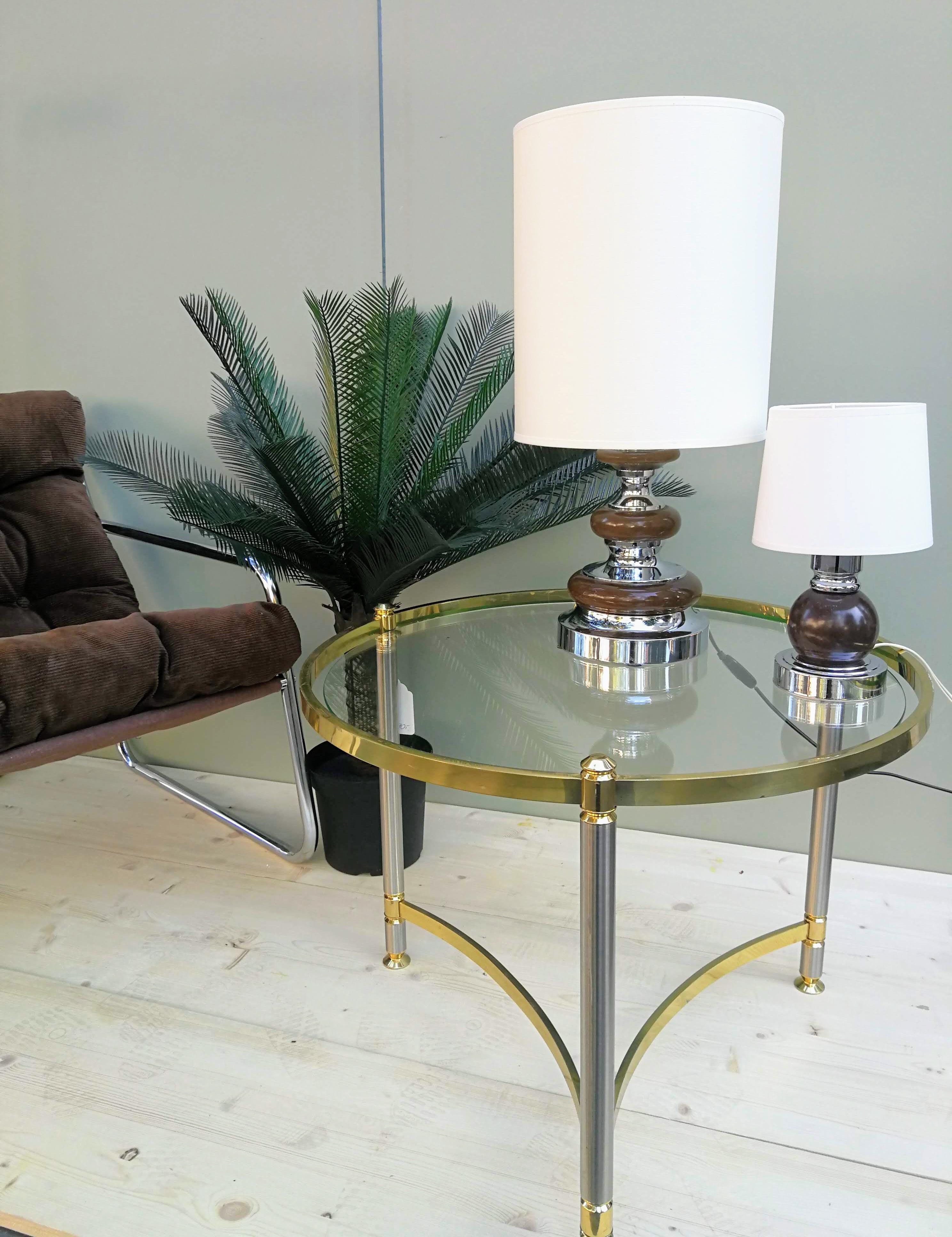 European Round Brass Coffee Table, 1970s For Sale