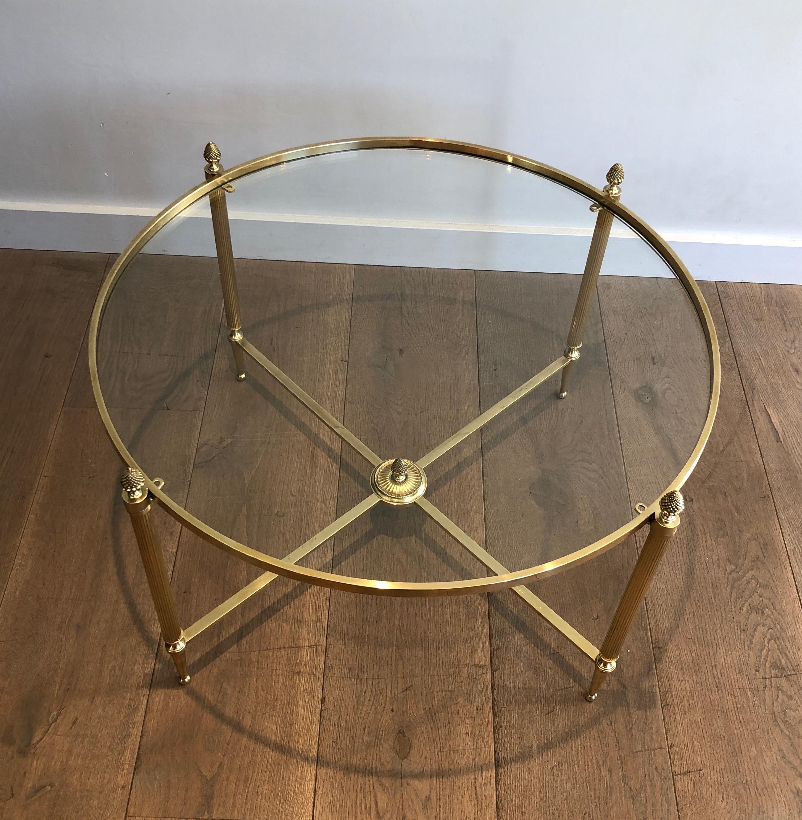 Round Brass Coffee Table by Maison Baguès 11